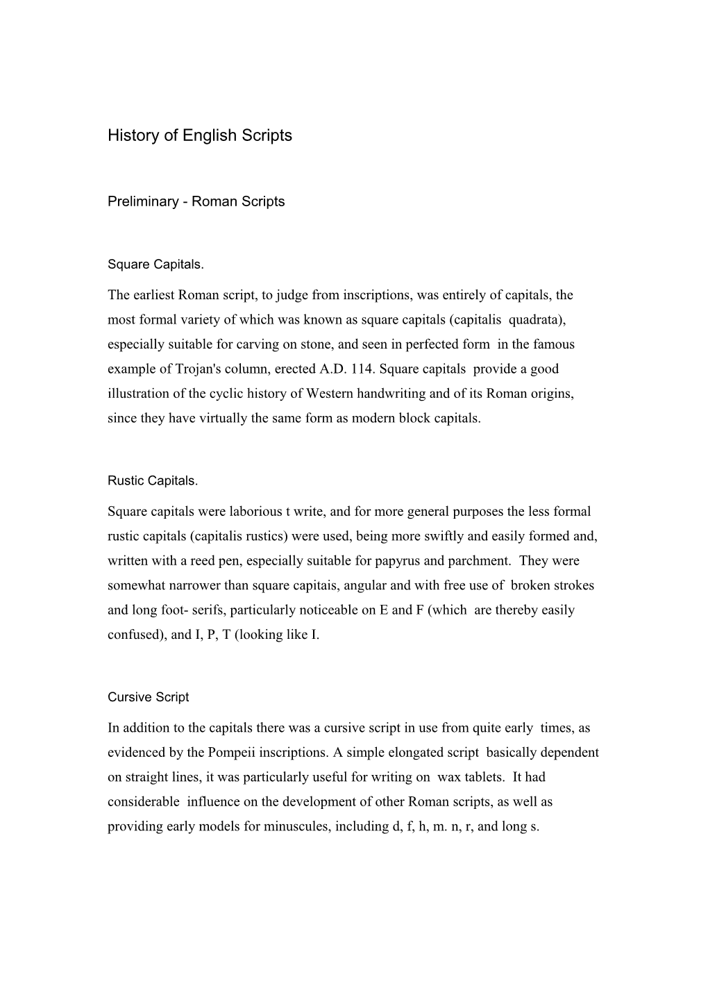 History of English Scripts