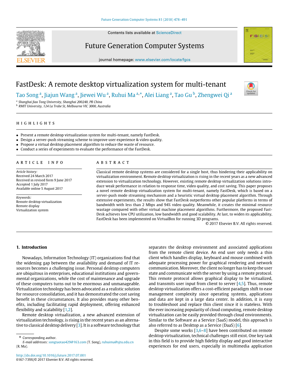 A Remote Desktop Virtualization System for Multi-Tenant