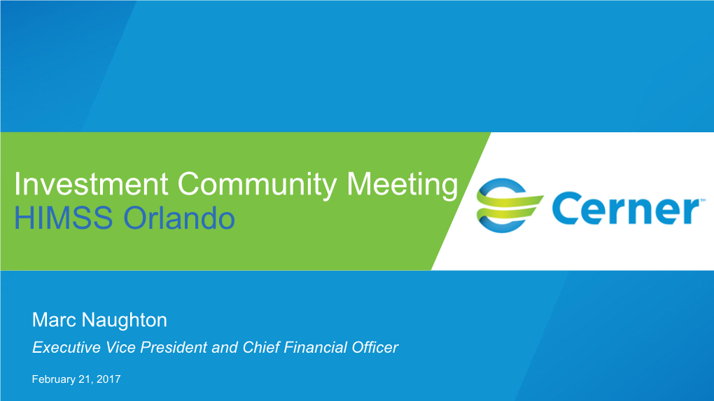 2017 Investment Community Meeting Presentation