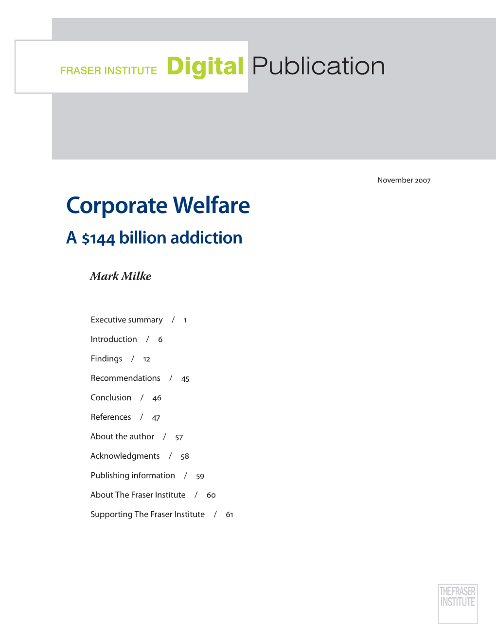 Corporate Welfare a $144 Billion Addiction