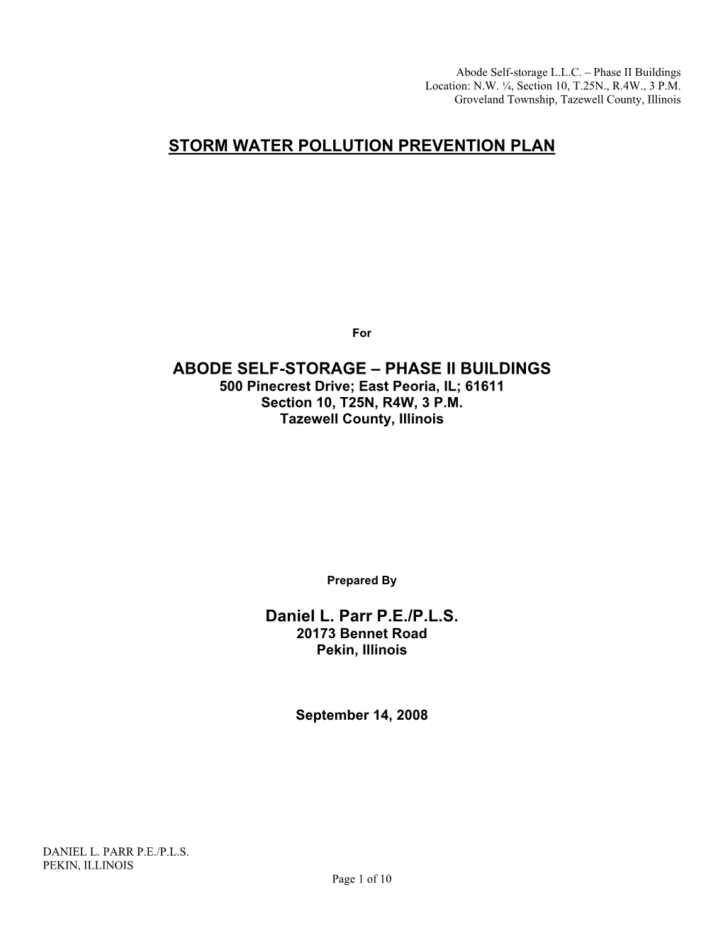 Storm Water Pollution Prevention Plan Abode Self
