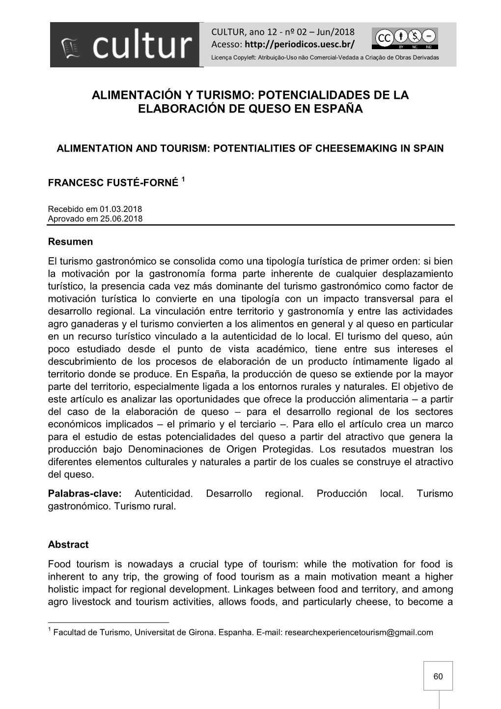 Alimentación Y Turismo: Potencialidades De La Elaboración De Queso En España