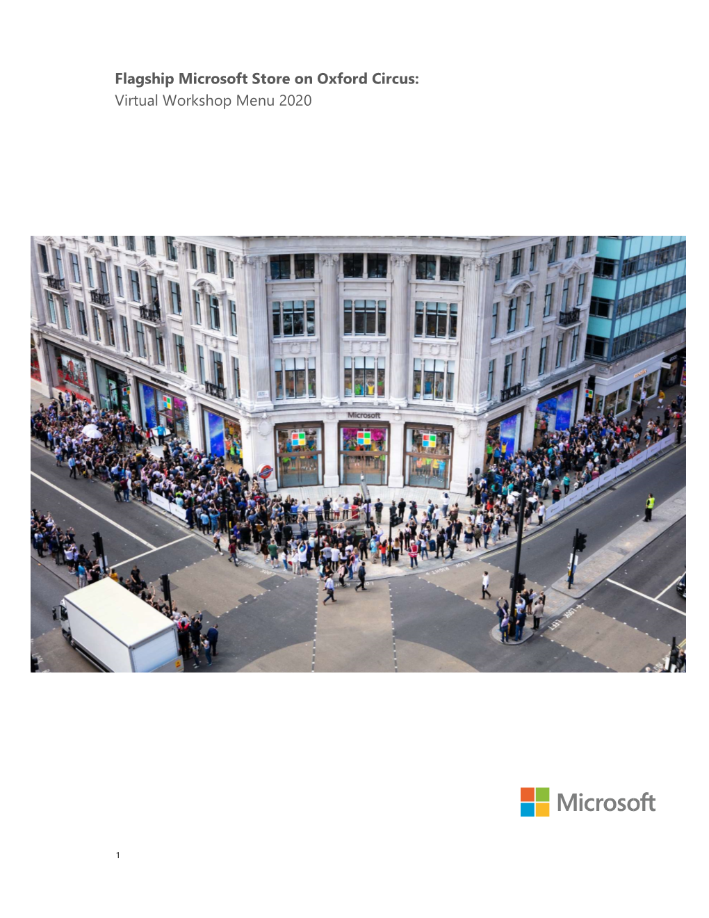 Flagship Microsoft Store on Oxford Circus: Virtual Workshop Menu 2020