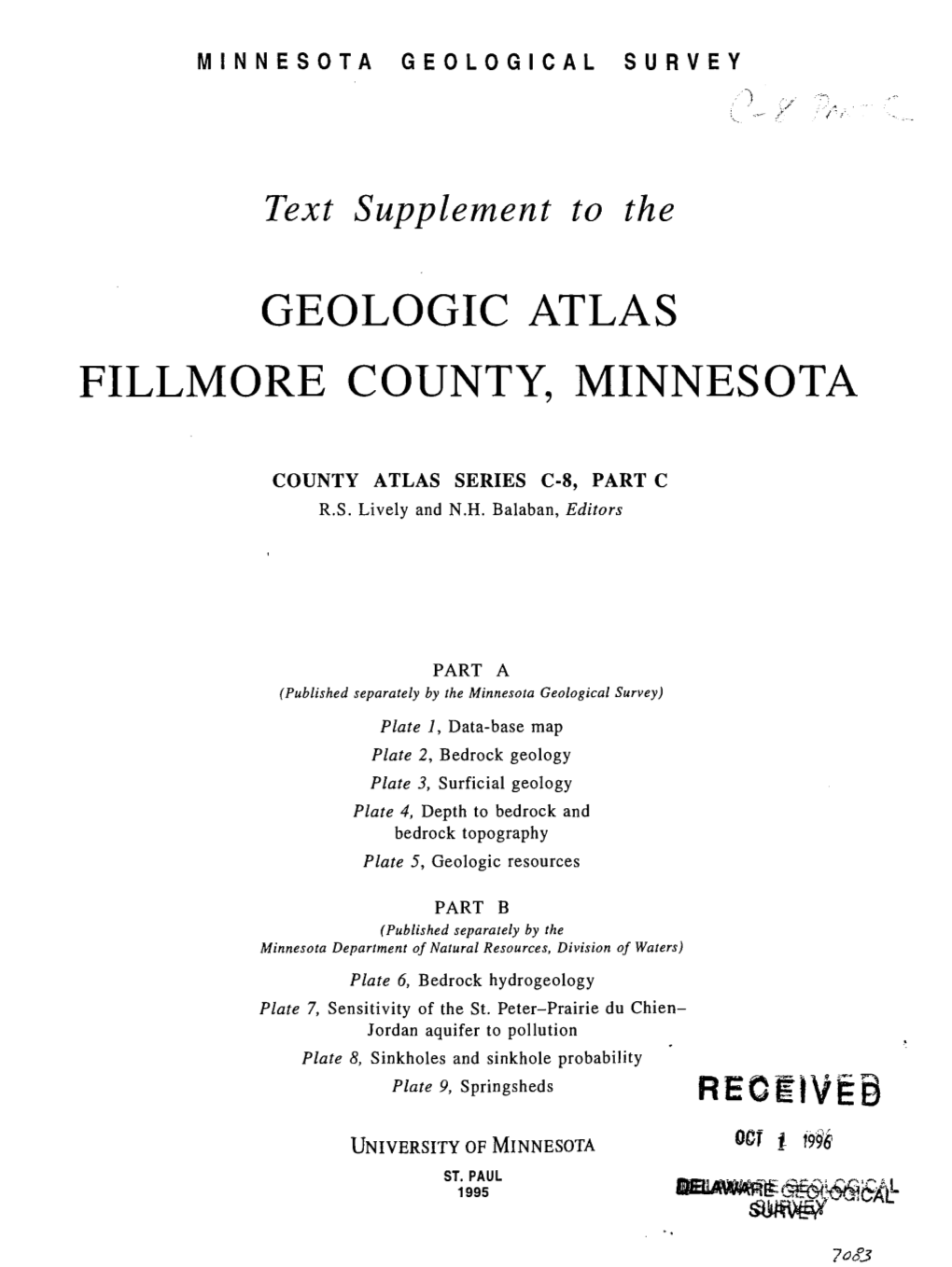 Geologic Atlas Fillmore County, Minnesota
