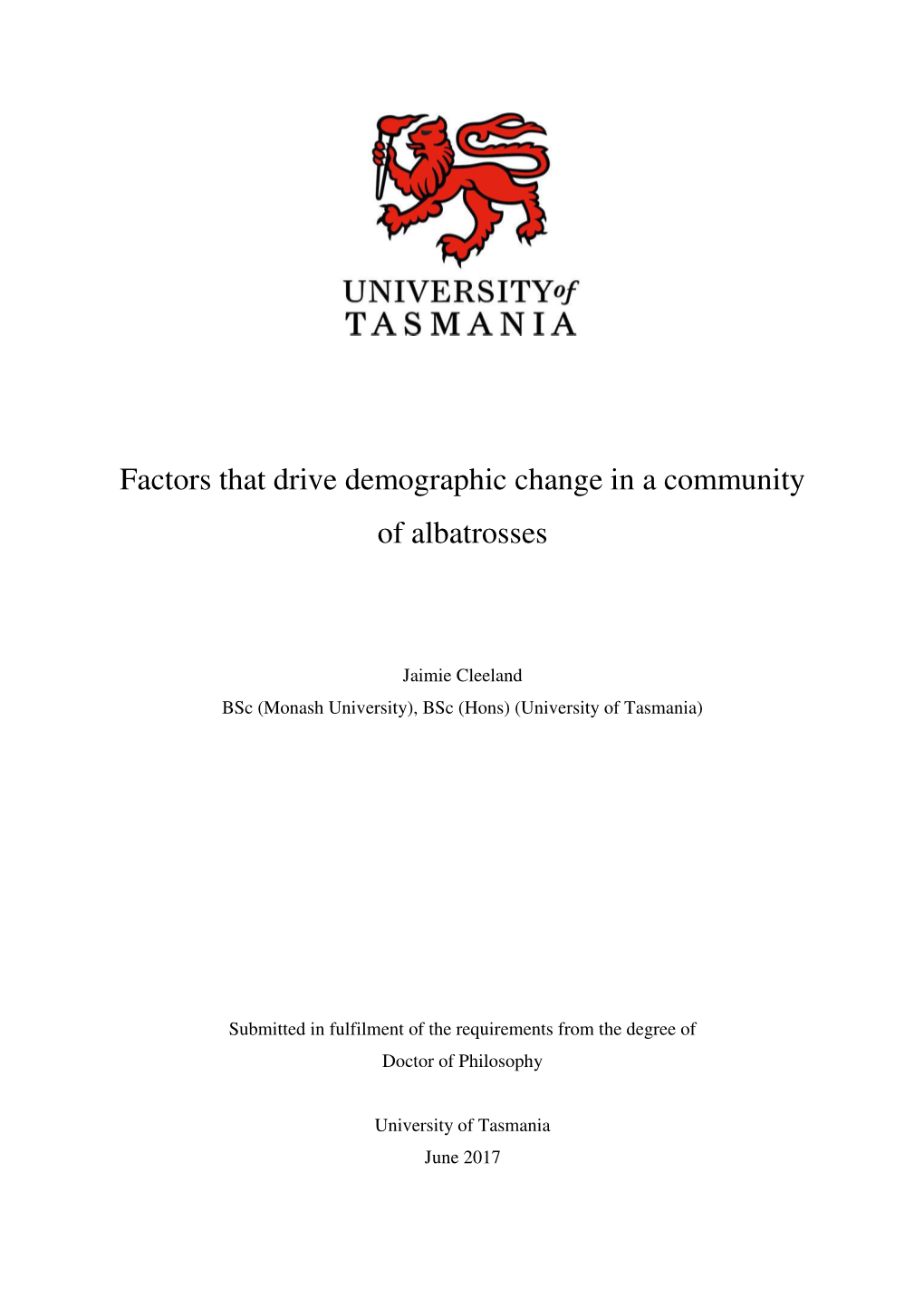 Factors That Drive Demographic Change in a Community of Albatrosses