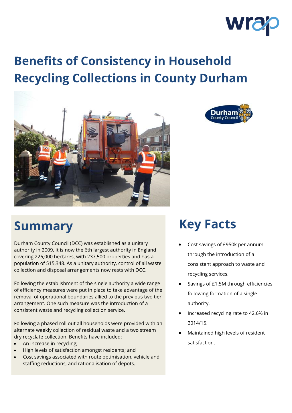 Benefits of Consistency in Household Recycling Collections in County Durham