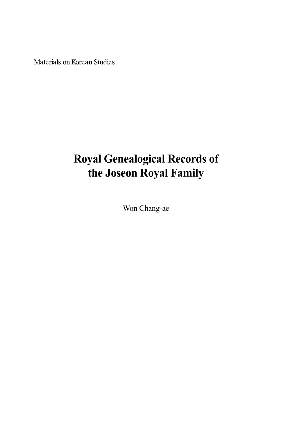 Royal Genealogical Records of the Joseon Royal Family