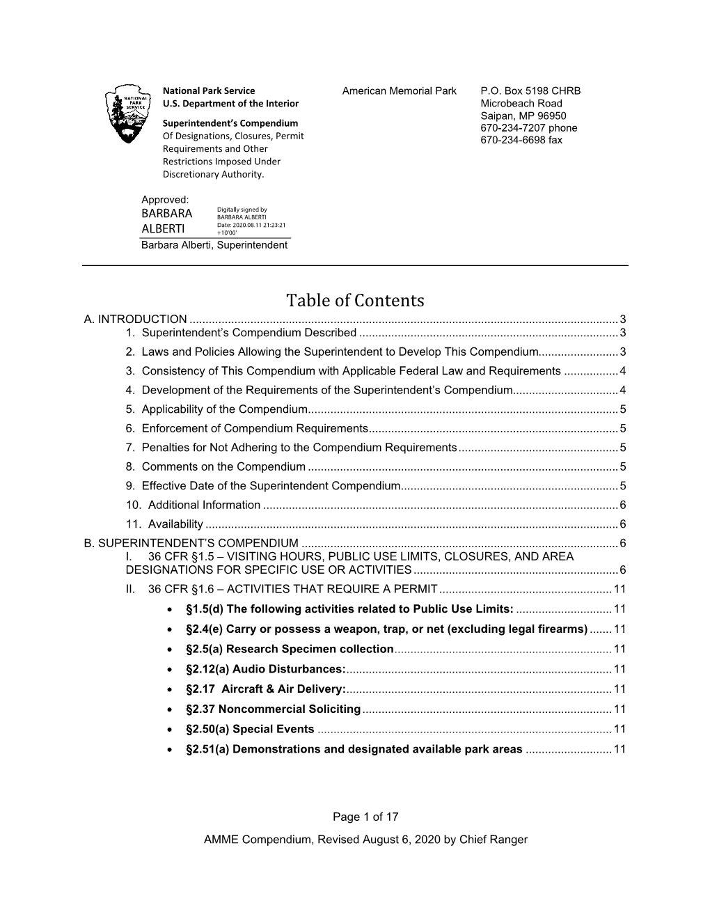 National Park Service Compendium Accessibility Template