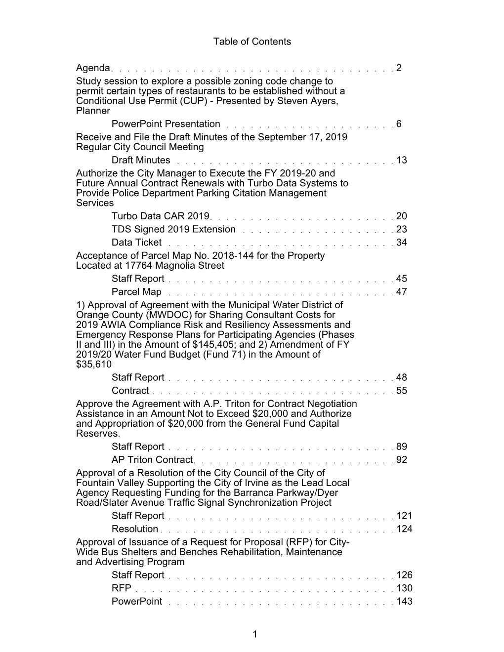 Table of Contents Agenda 2 Study Session to Explore a Possible