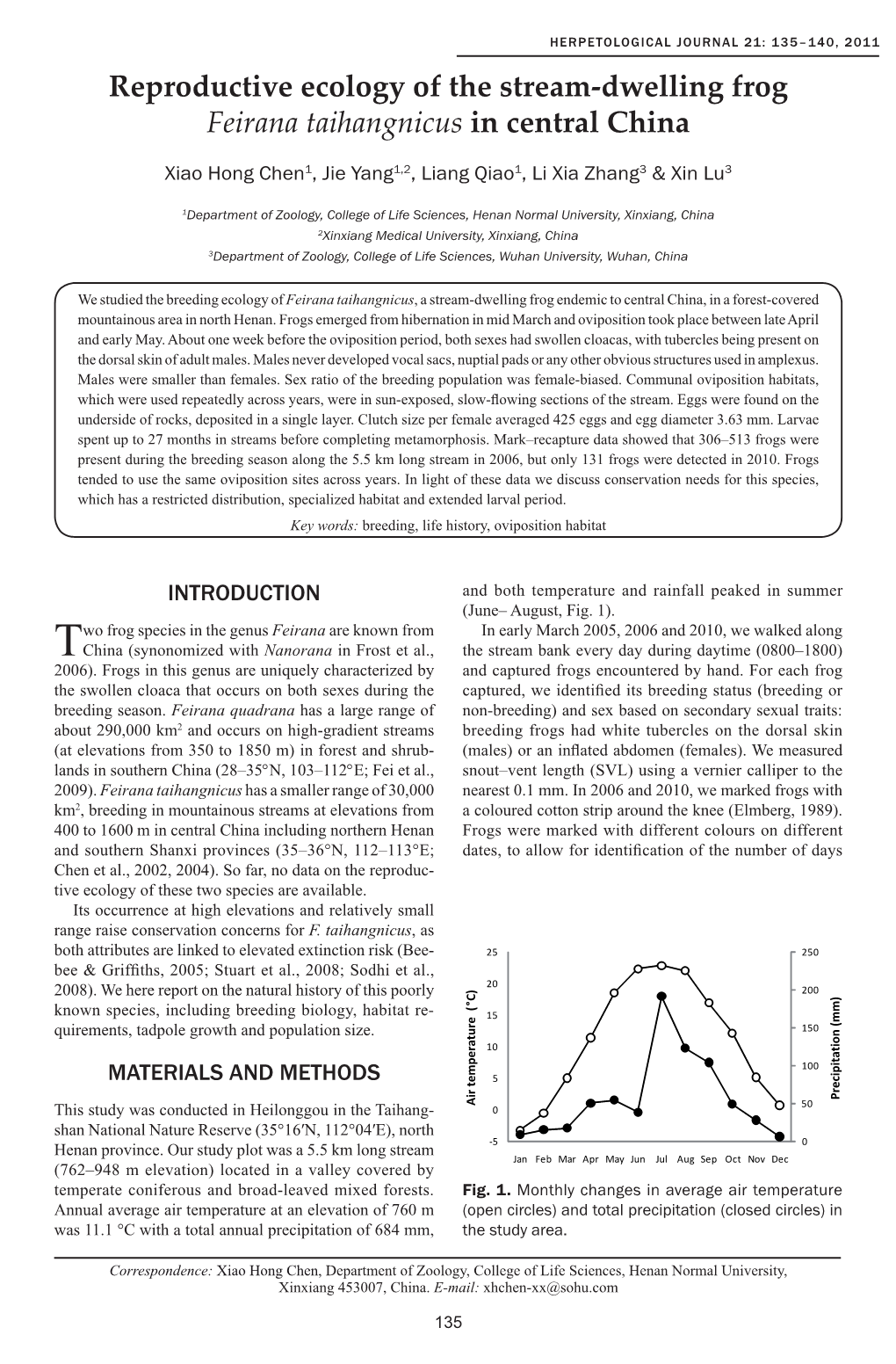 Reproductive Ecology of the Stream-Dwelling Frog &lt;I&gt;Feirana