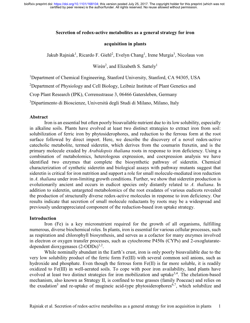 Secretion of Redox-Active Metabolites As a General Strategy for Iron