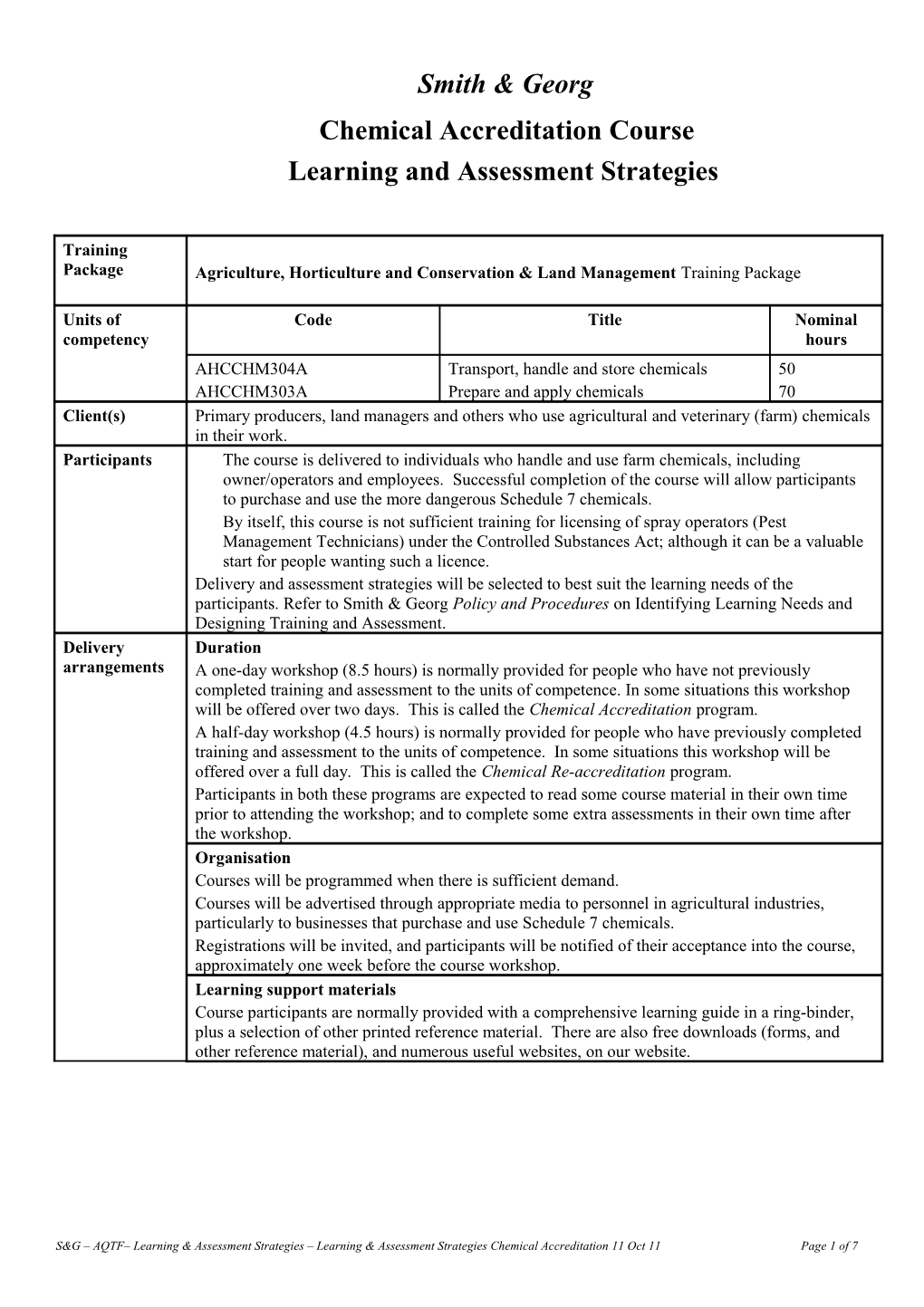 Delivery and Assessment Strategy Outline