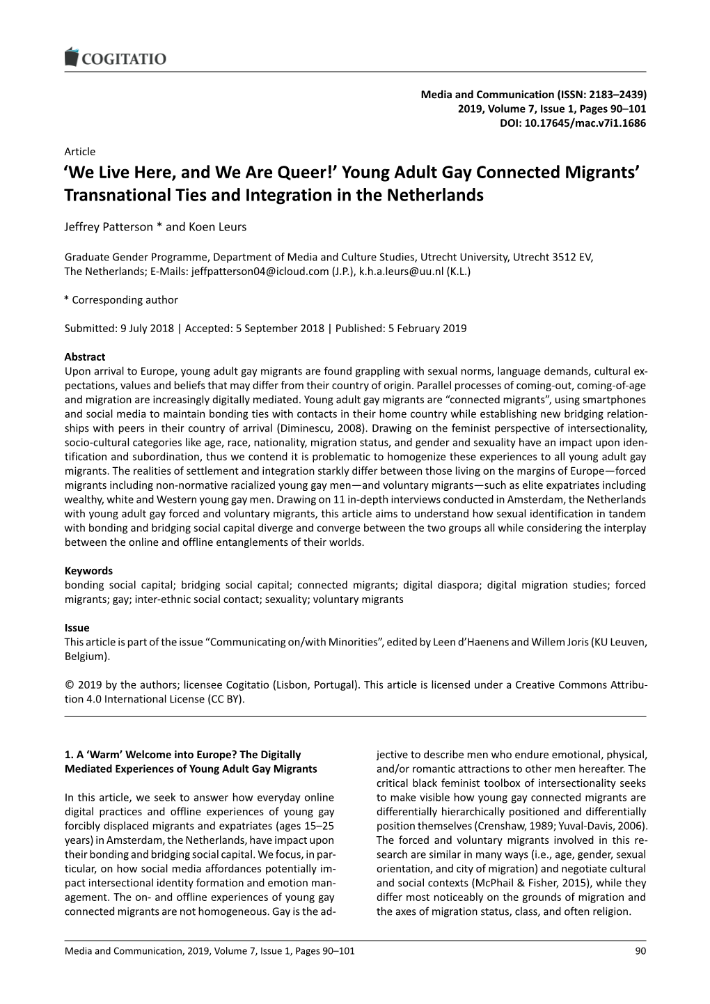 Young Adult Gay Connected Migrants' Transnational Ties And