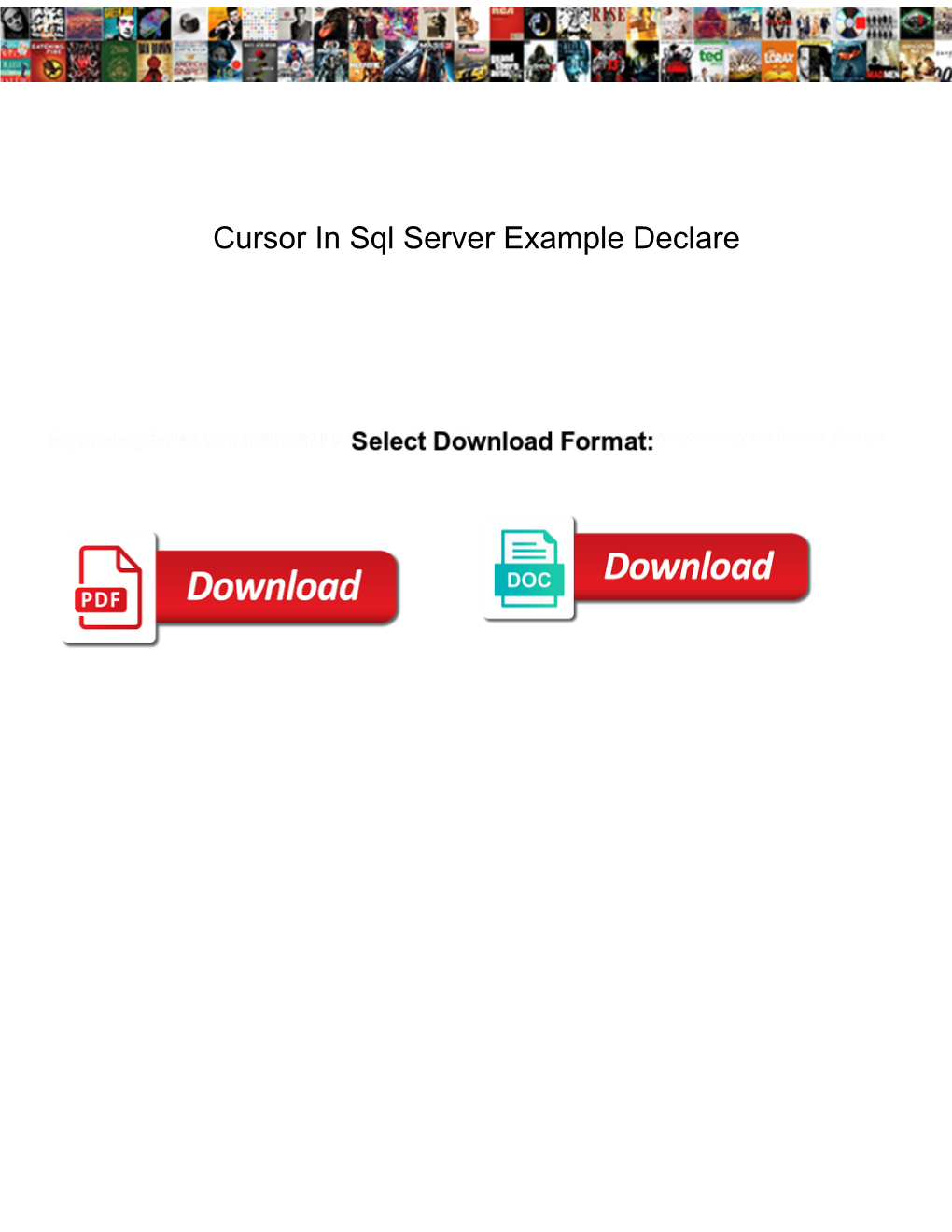 Cursor in Sql Server Example Declare