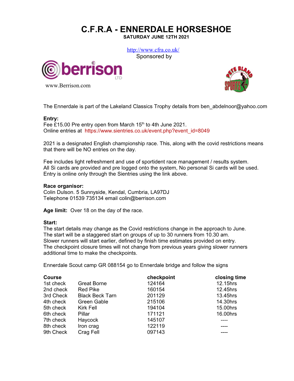 Ennerdale Horseshoe Saturday June 12Th 2021