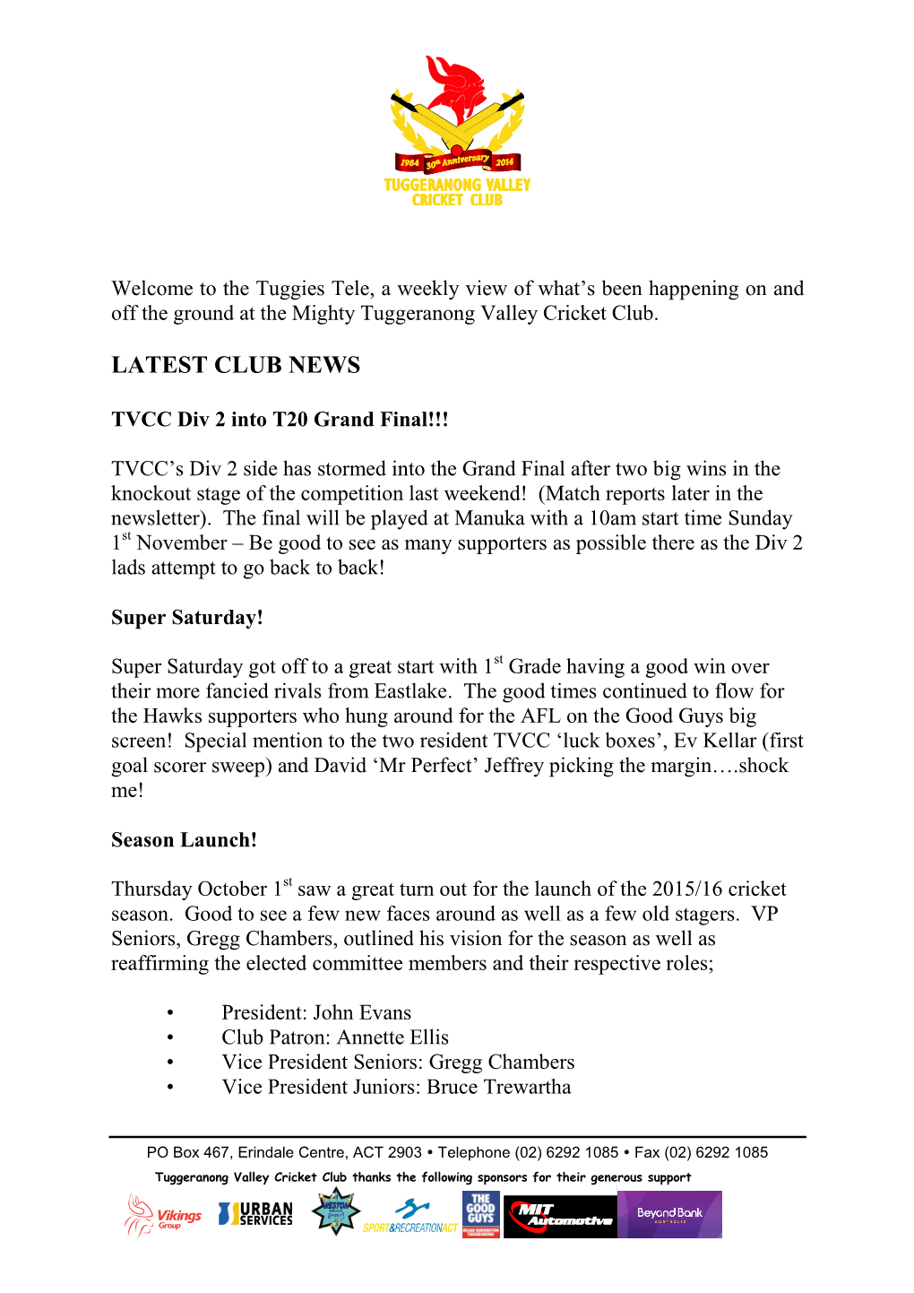 Latest Club News