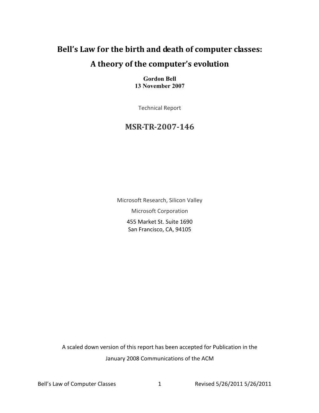 Bell's Law for the Birth and Death of Computer Classes