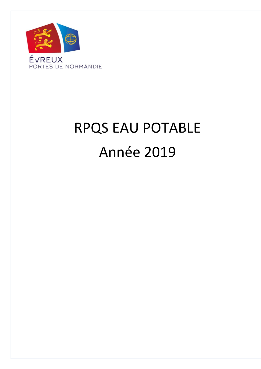 RPQS EAU POTABLE Année 2019