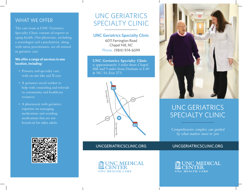 UNC Geriatrics Specialty Clinic Consists of Experts in Aging Health