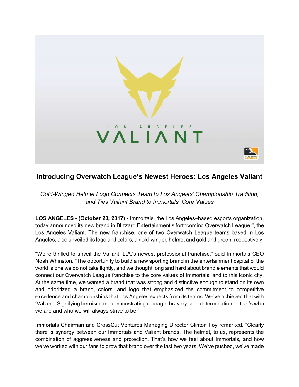 Introducing Overwatch League's Newest Heroes: Los Angeles Valiant