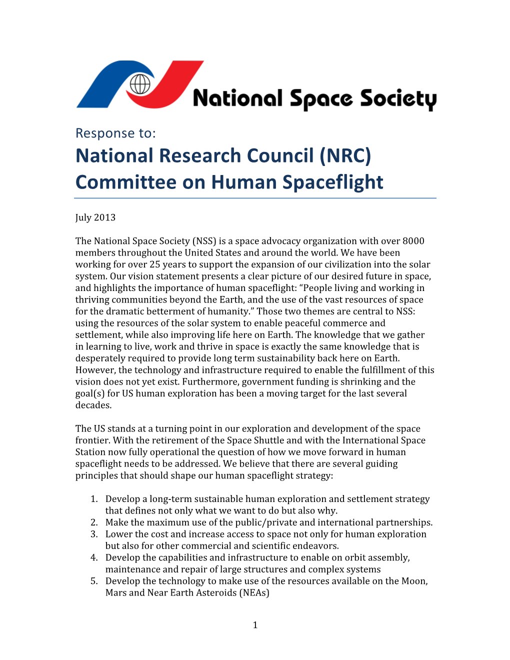 National Research Council (NRC) Committee on Human Spaceflight