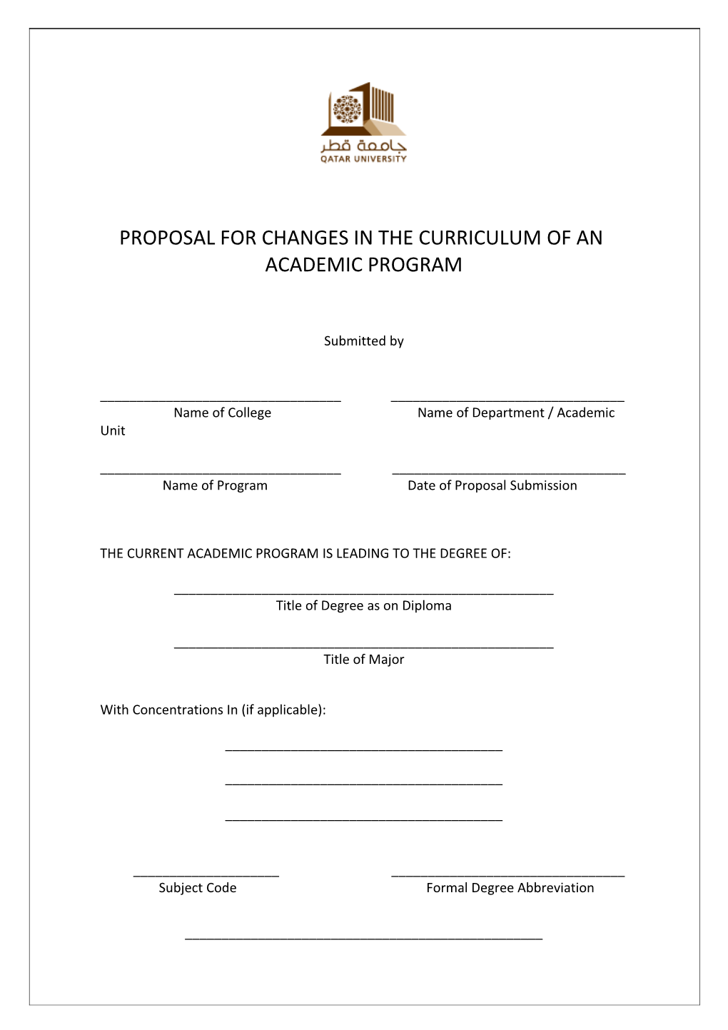 Template for Program Restructuring Proposal