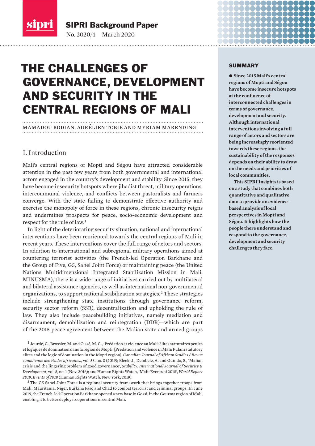 The Challenges of Governance, Development and Security in The