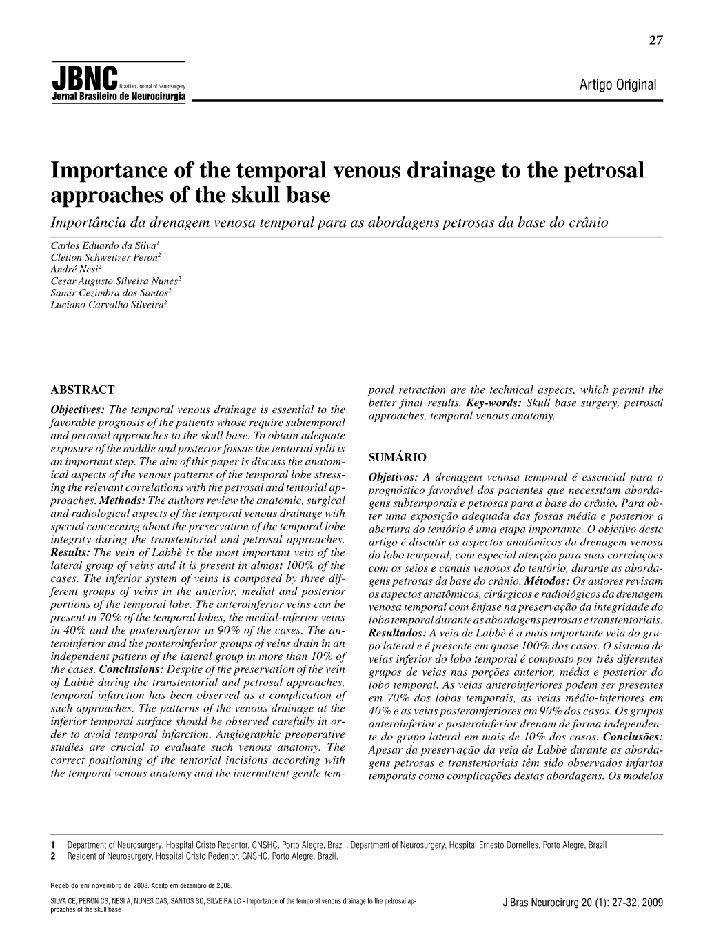Importance of the Temporal Venous Drainage to the Petrosal
