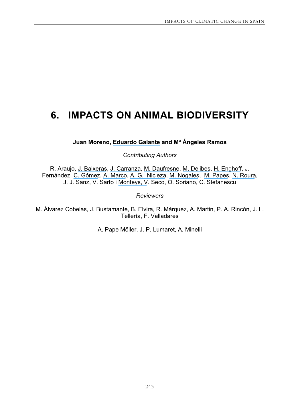 6. Impacts on Animal Biodiversity