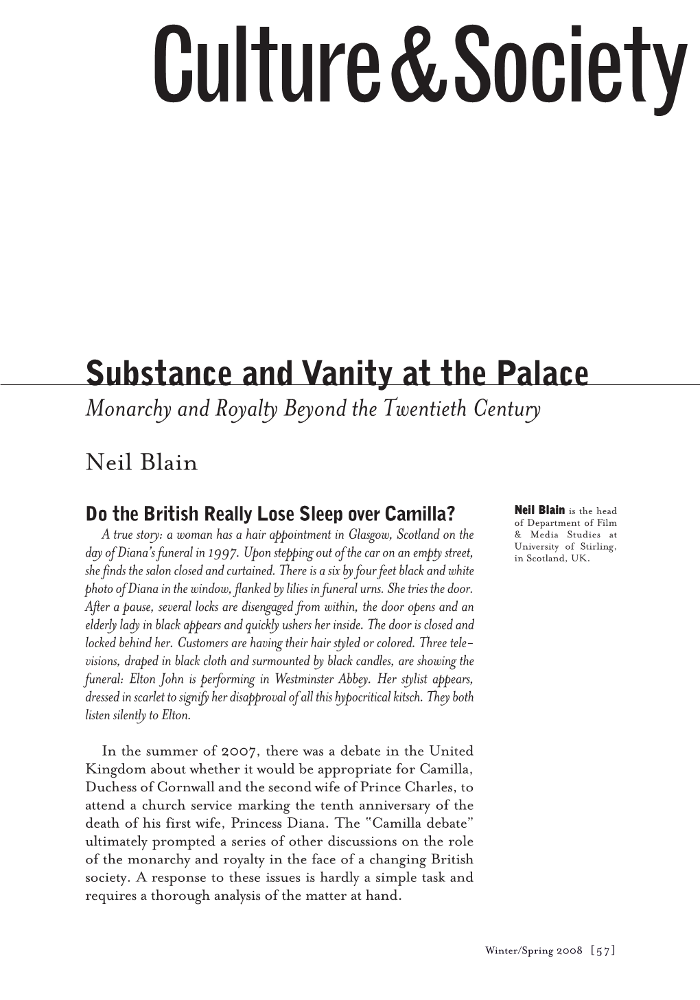 Substance and Vanity at the Palace: Monarchy and Royalty