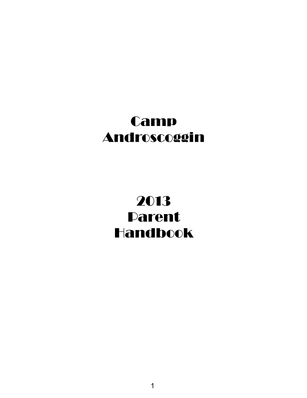 Camp Androscoggin 2013 Parent Handbook