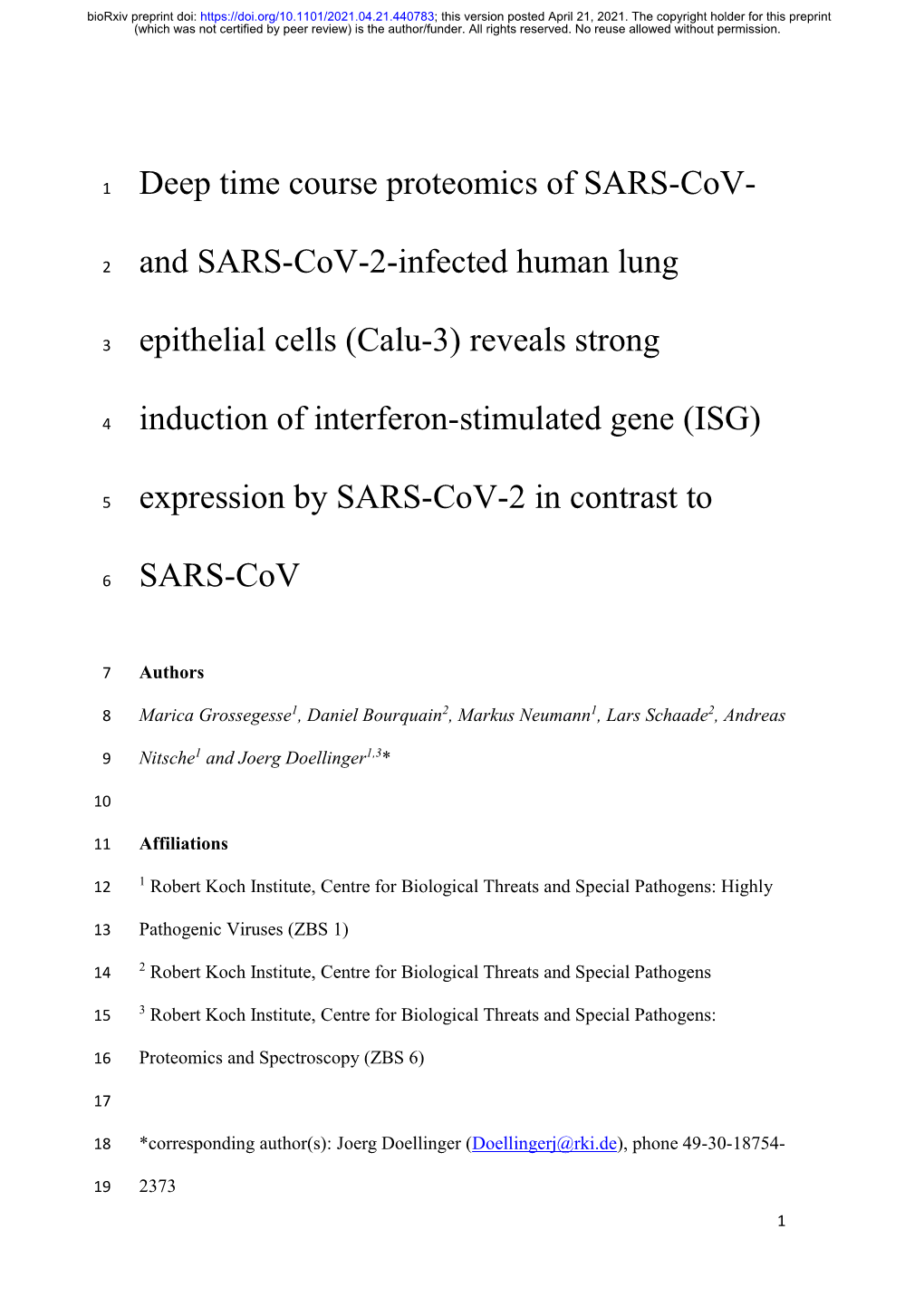 And SARS-Cov-2-Infected Human Lung Epithelial Cells (Calu-3)