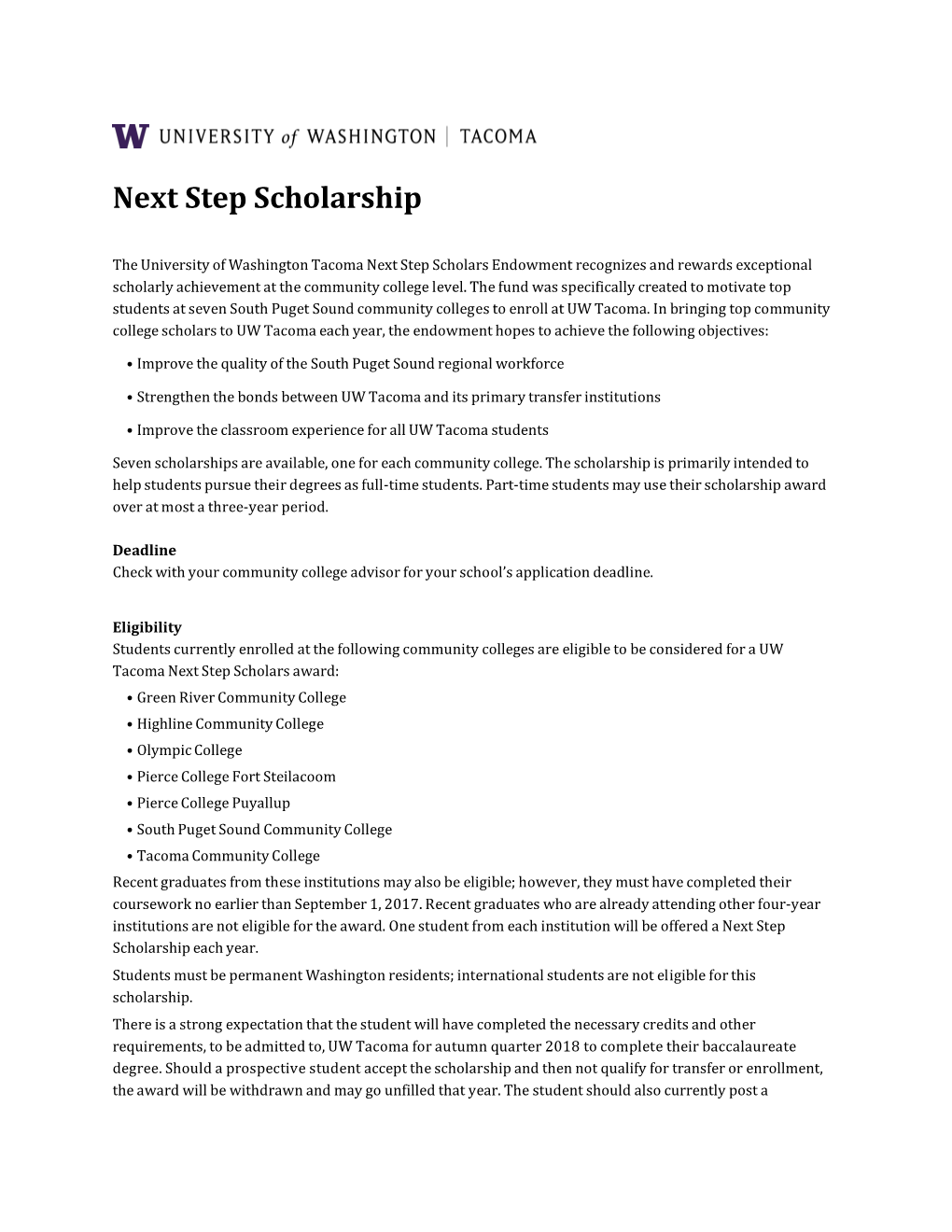 Next Step Scholarship