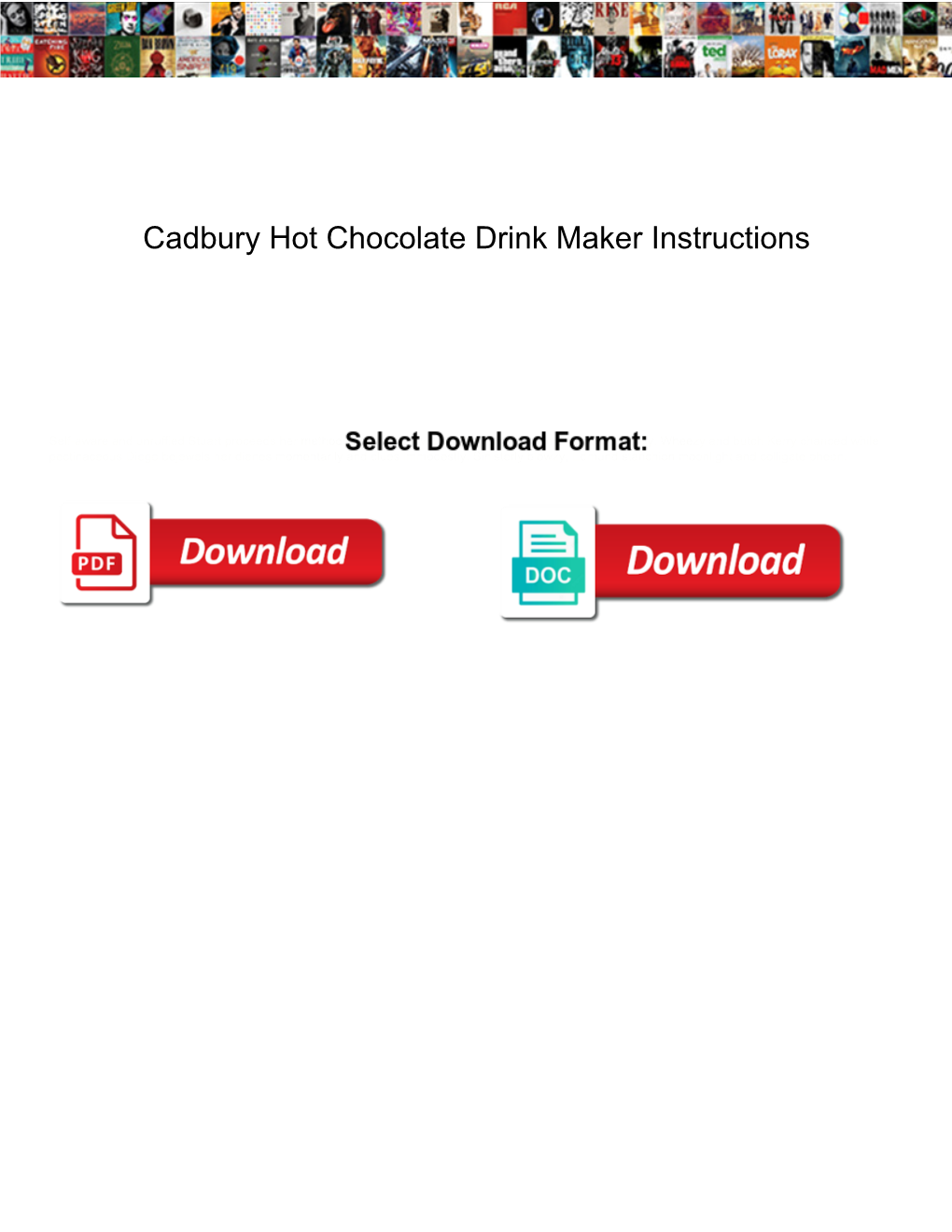 Cadbury Hot Chocolate Drink Maker Instructions