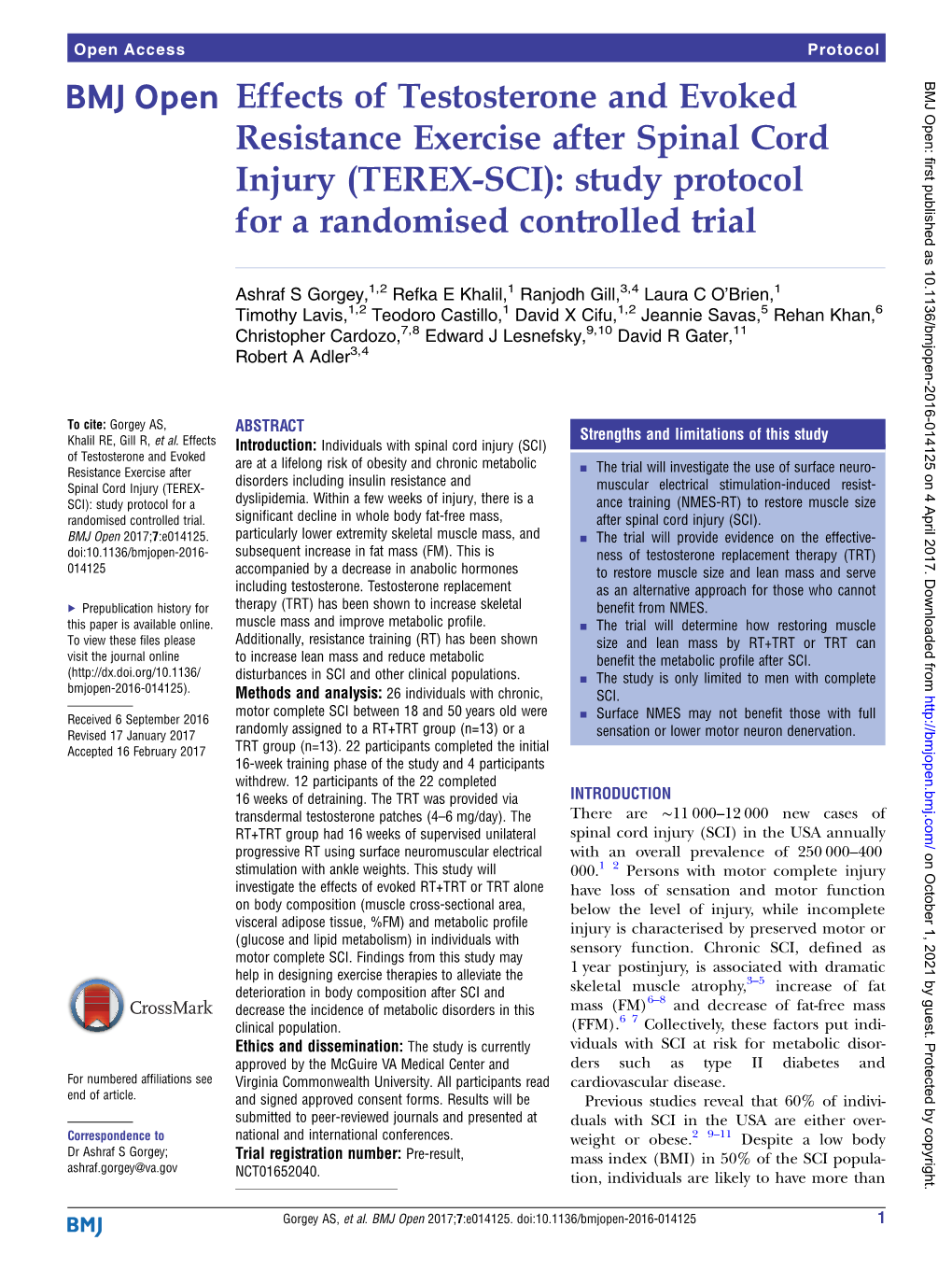 Effects of Testosterone and Evoked Resistance Exercise After Spinal