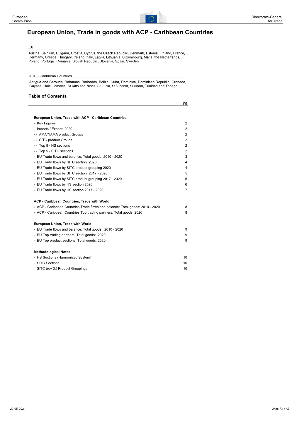 European Union, Trade in Goods with ACP - Caribbean Countries