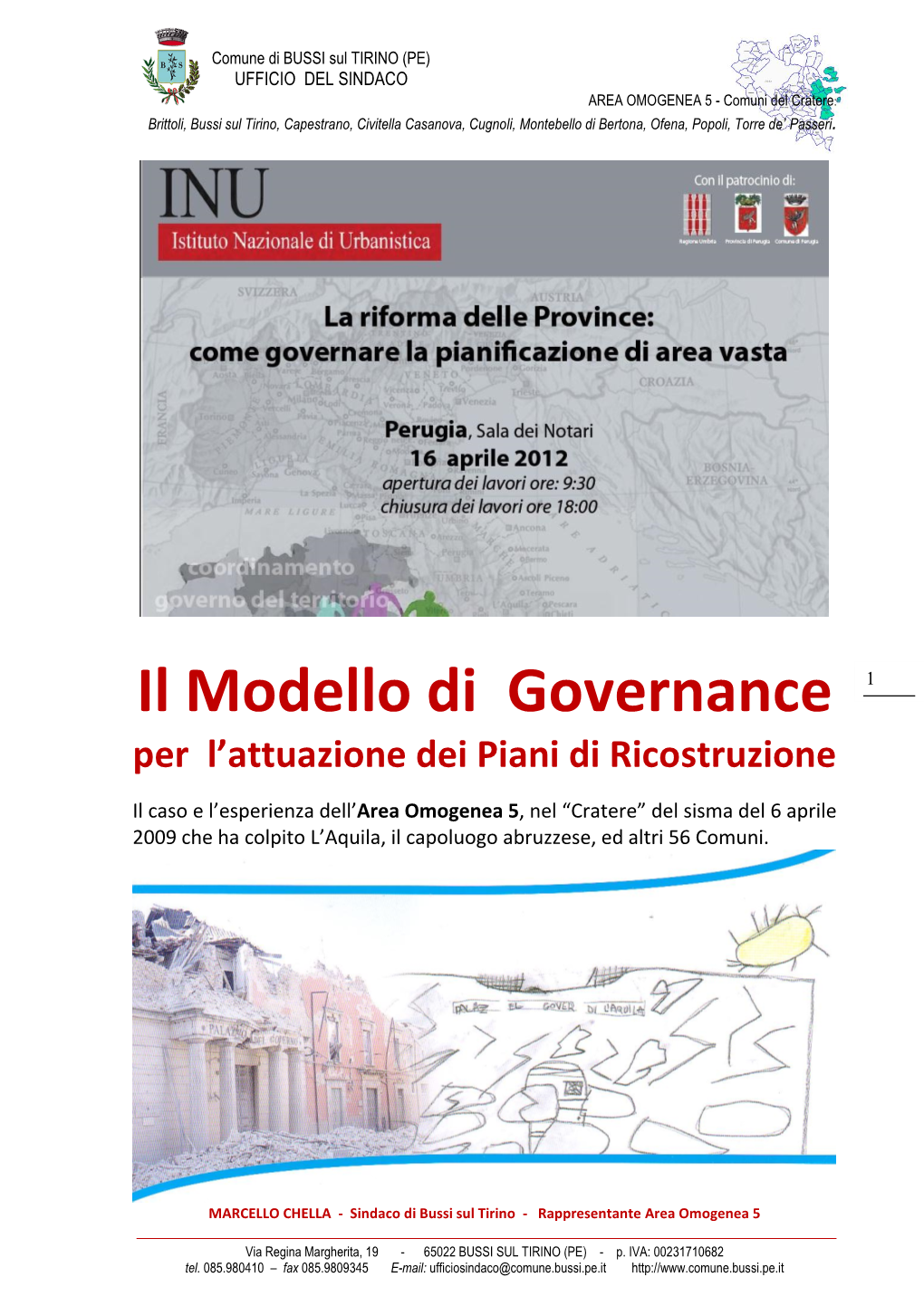 Il Modello Di Governance 1 Per L’Attuazione Dei Piani Di Ricostruzione