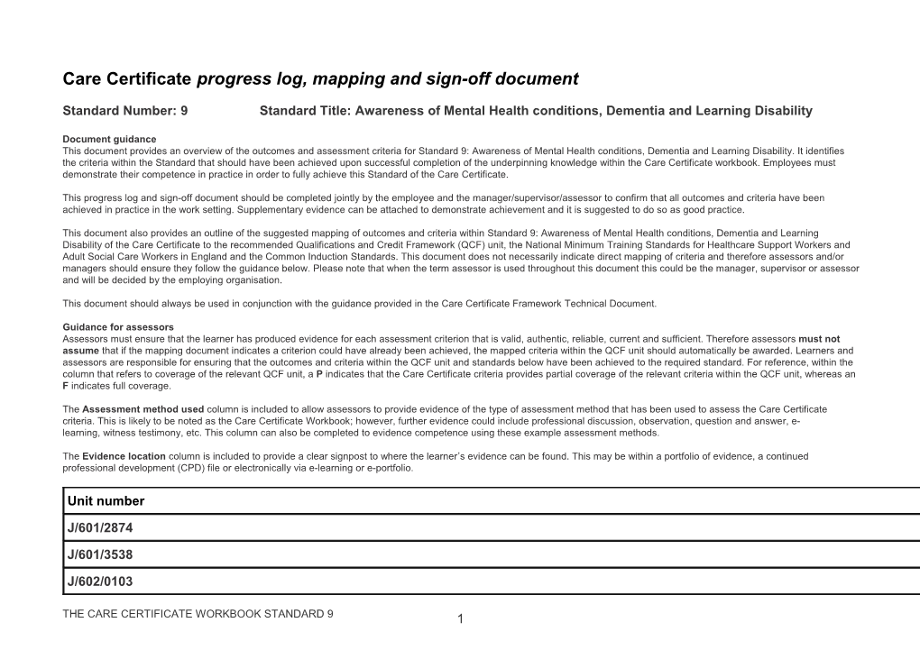 Standard 9 Progress Mapping And Sign Off