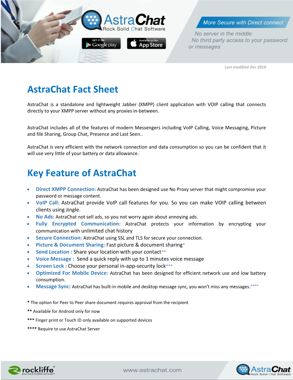 Astrachat Fact Sheet Key Feature of Astrachat