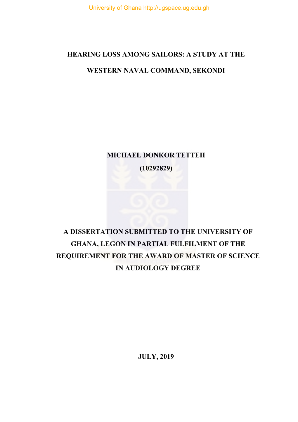 Hearing Loss Among Sailors: a Study at The