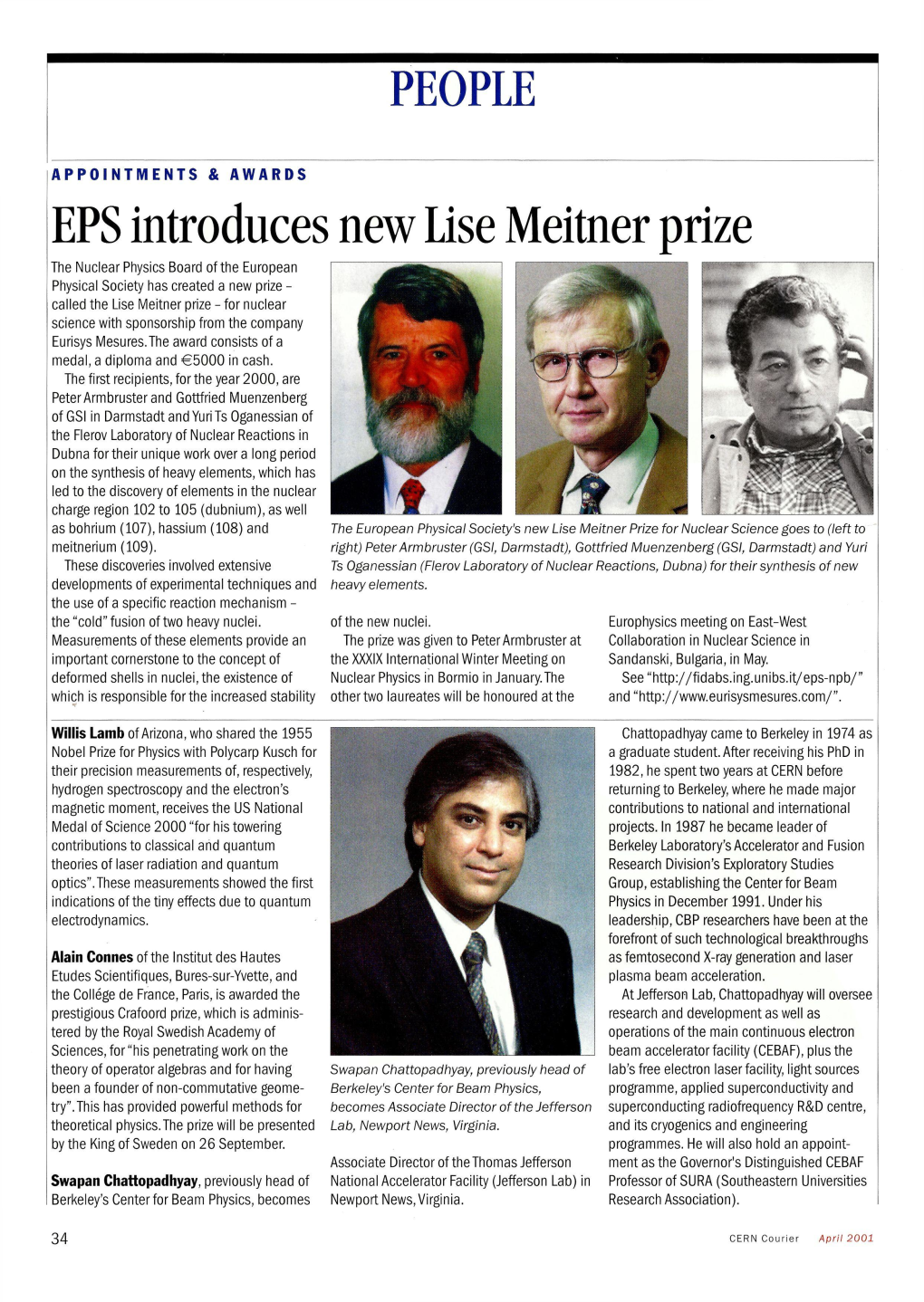 EPS Introduces New Lise Meitner Prize PEOPLE