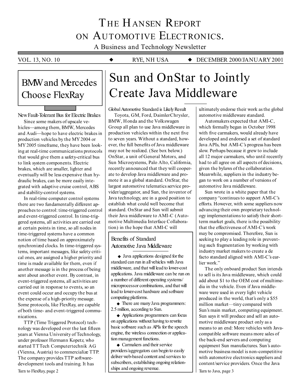 Sun and Onstar to Jointly Create Java Middleware