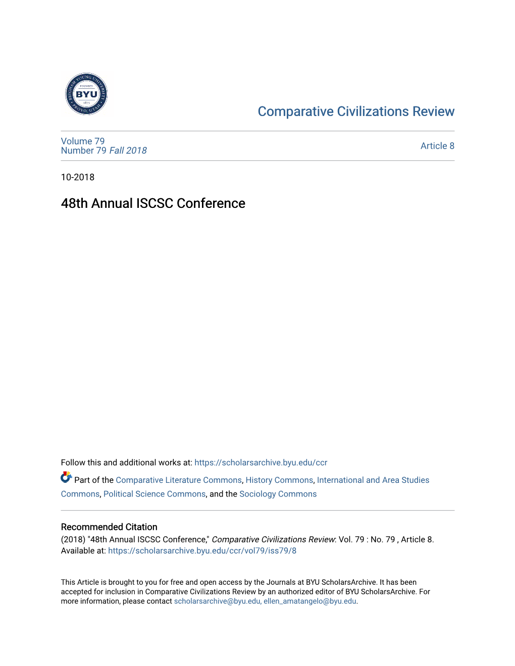 48Th Annual ISCSC Conference