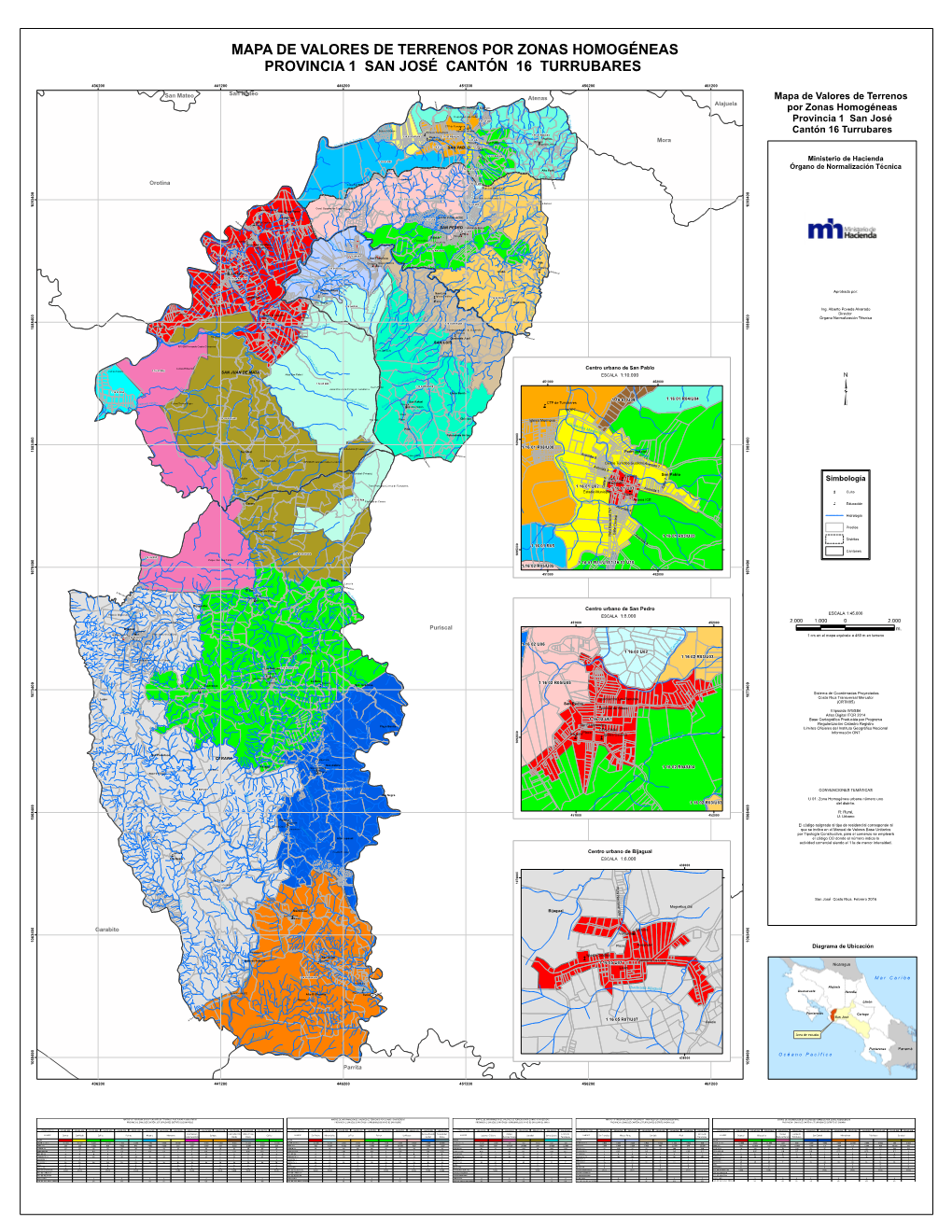 Mapa De Valores De Terrenos Por Zonas Homogéneas Provincia 1 San José Cantón 16 Turrubares