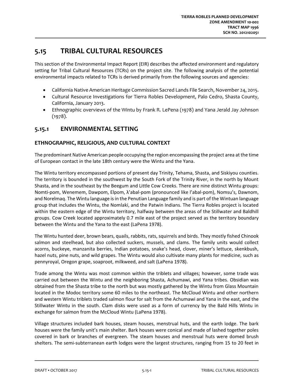 5.15 Tribal Cultural Resources