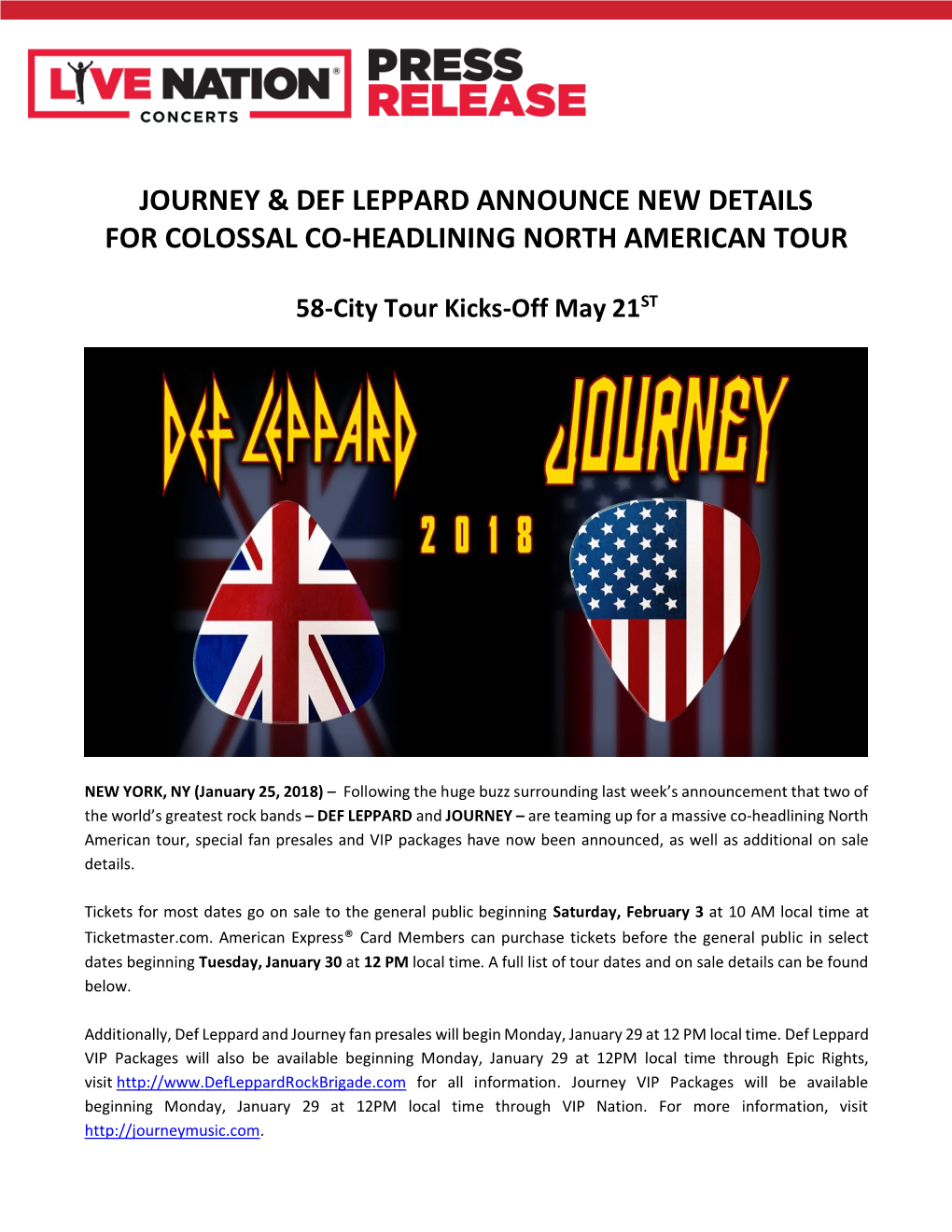 Journey & Def Leppard Announce New Details For