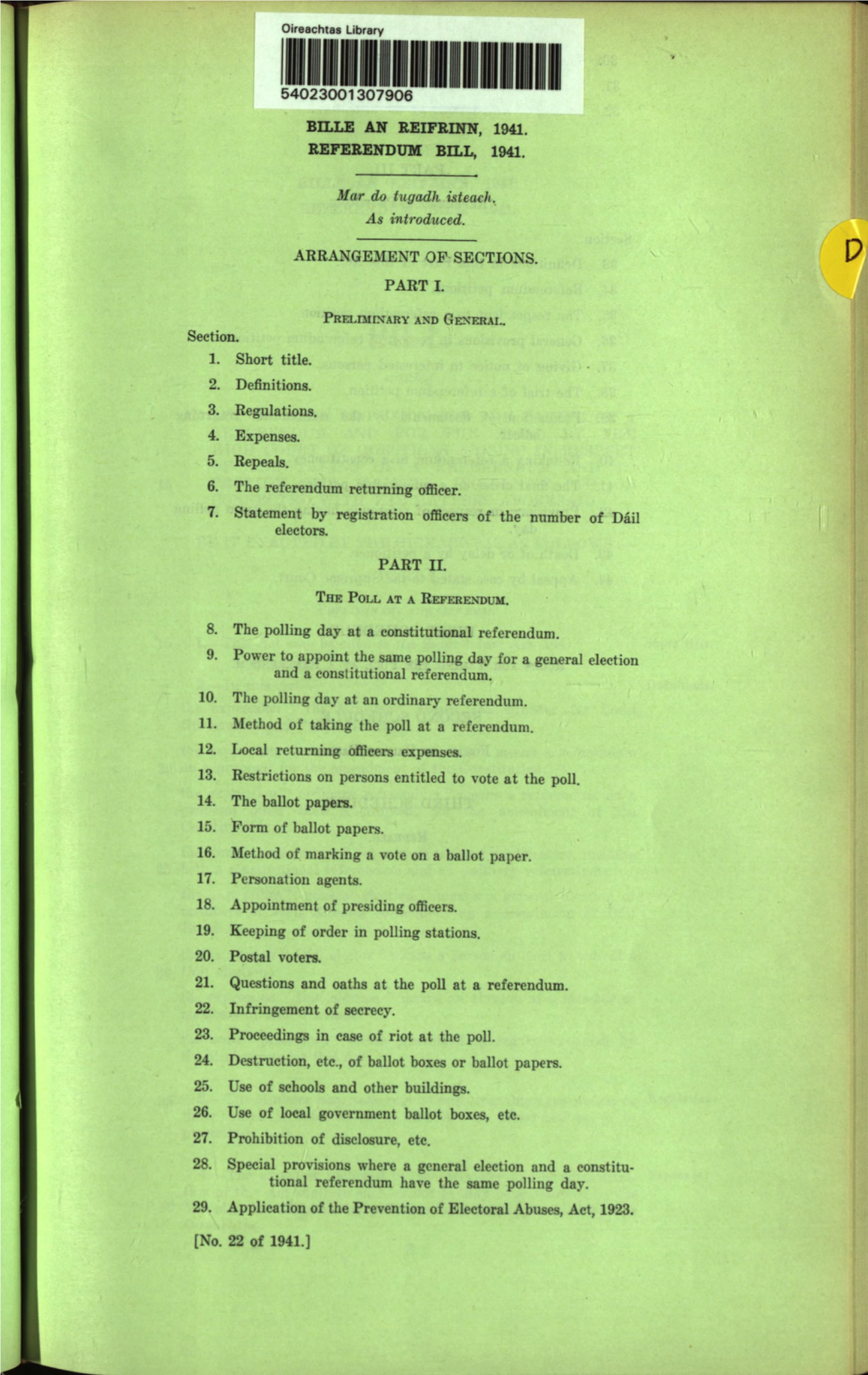 Referendum Bill, 1941