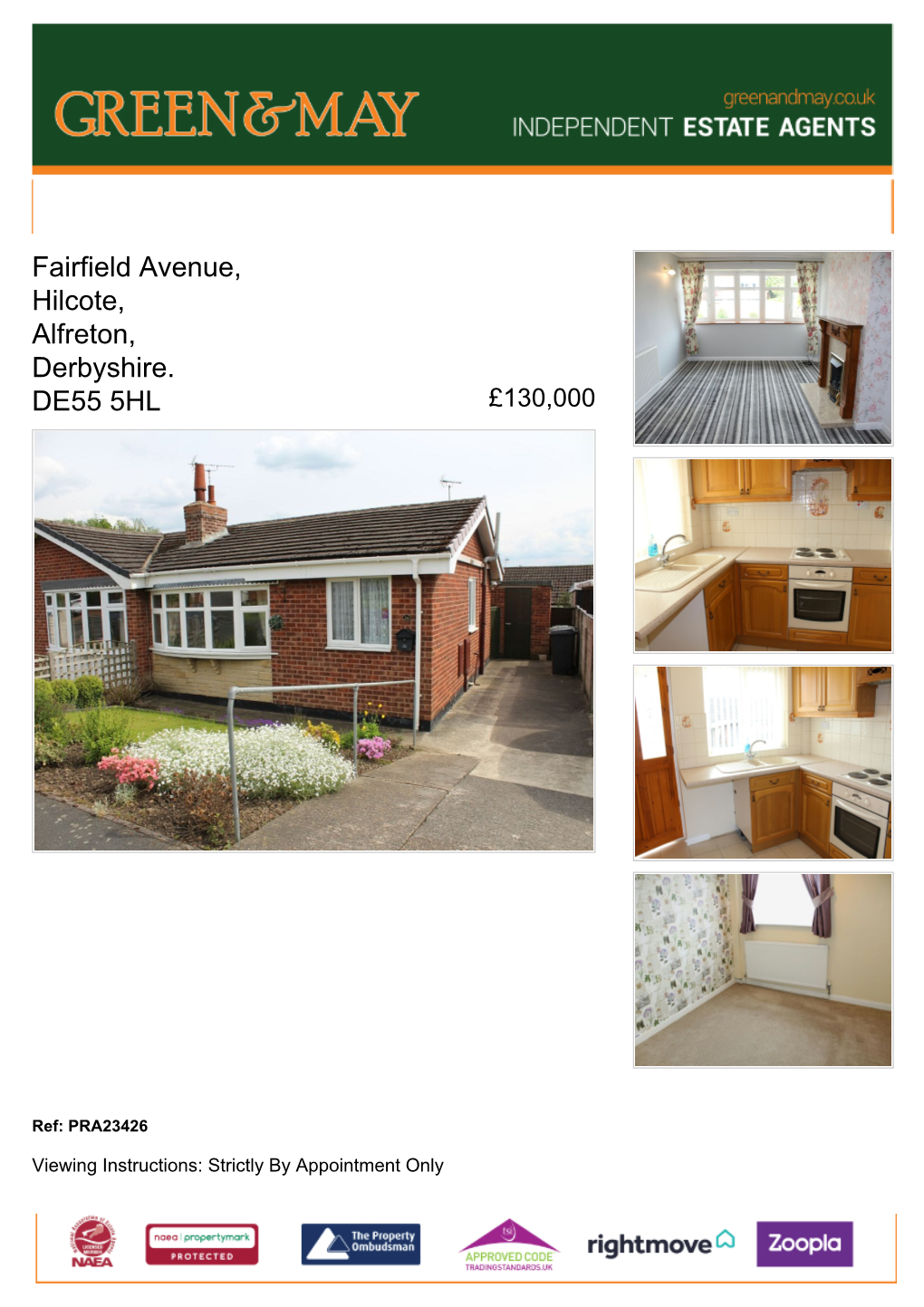Fairfield Avenue, Hilcote, Alfreton, Derbyshire. DE55 5HL £130,000