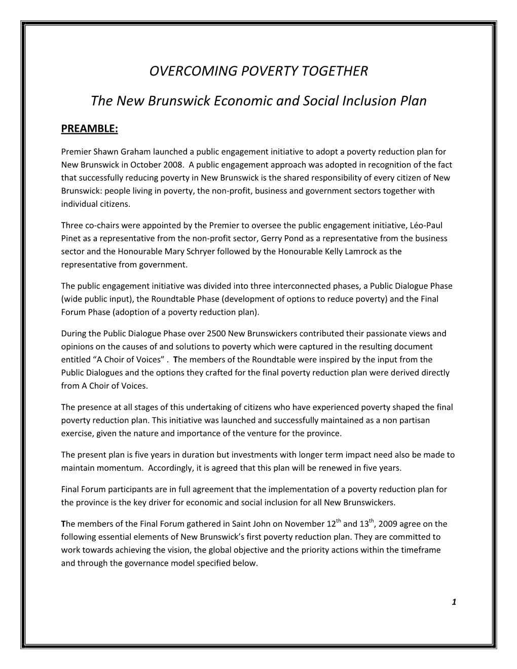 Overcoming Poverty Together. the Economic and Social Inclusion Plan