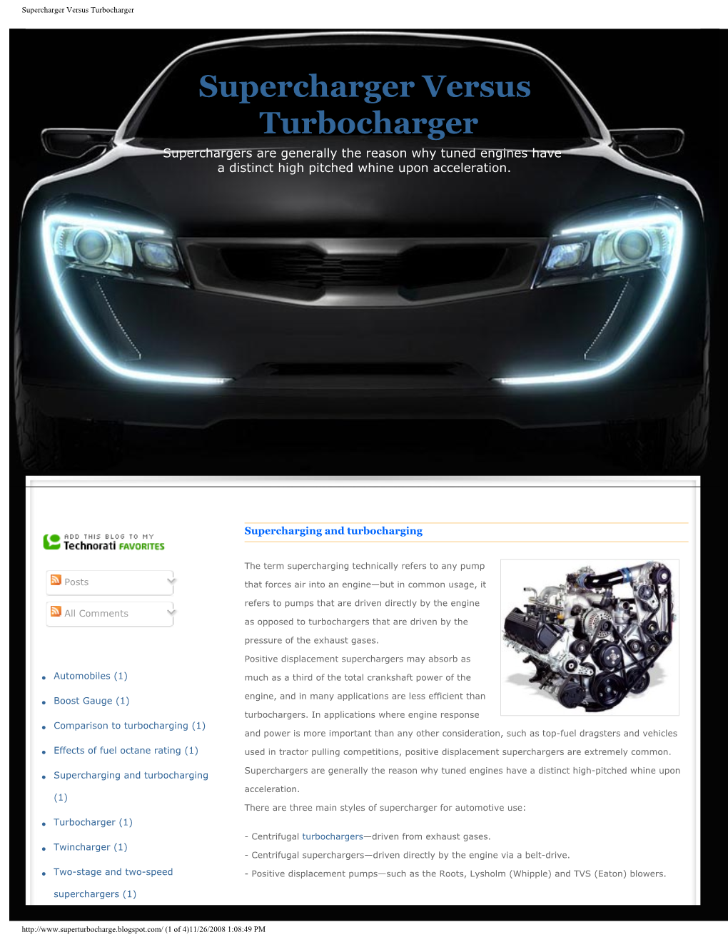 Supercharger Versus Turbocharger